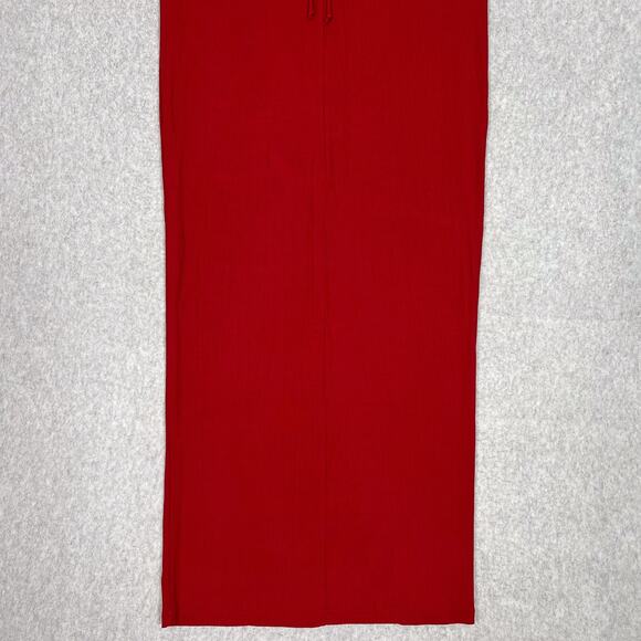 SKIMS Brick Red Soft Lounge Ribbed Ruched Long Maxi Skirt Size Medium - Picture 4 of 9